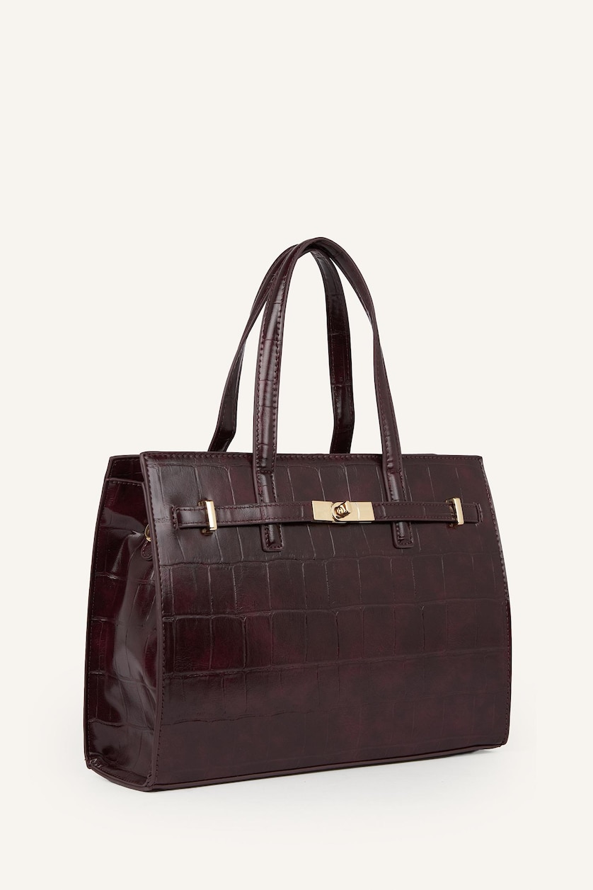 Women Bordeaux Faux Leather Crossbody Bag