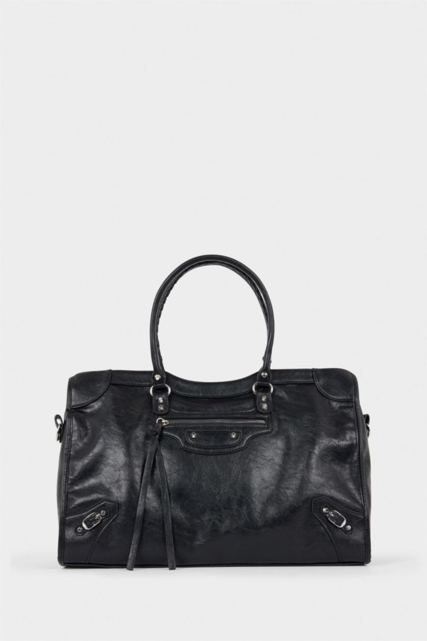 Kadın Siyah Suni Deri Omuz Çantası