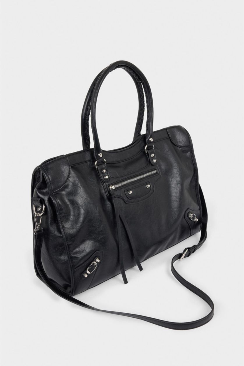 Kadın Siyah Suni Deri Omuz Çantası