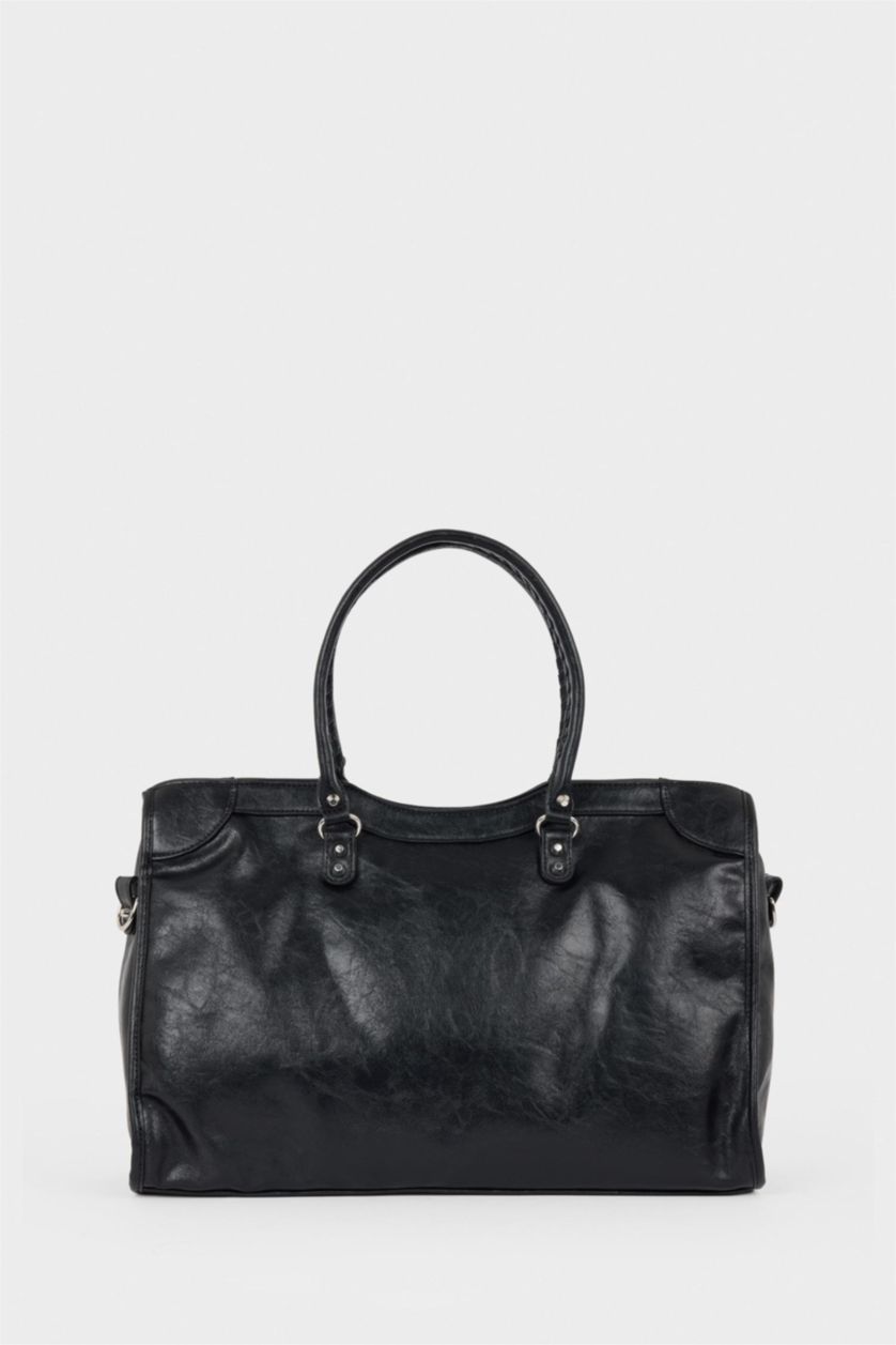 Kadın Siyah Suni Deri Omuz Çantası