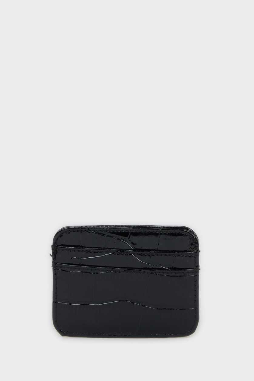 WOMAN Black Woman Faux Leather Card Holder