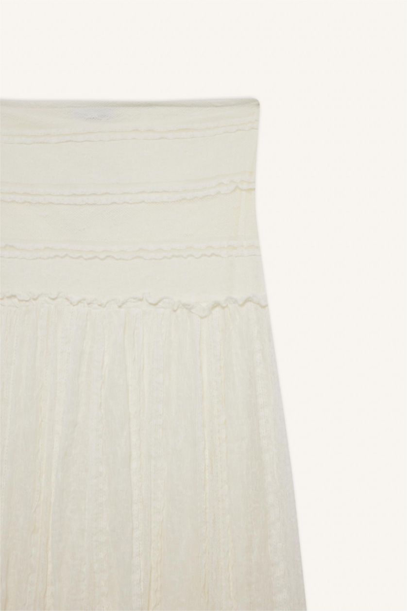 Kadın Ekru A Kesim Dantel Maxi Etek