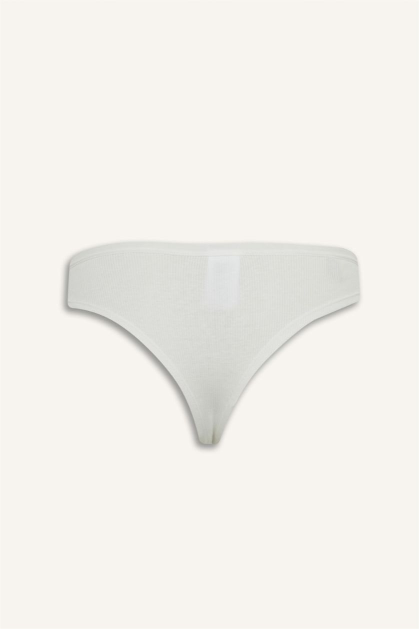 WOMAN Grey Melange Fall in Love Lace Detailed Ribbed Brazilian Briefs