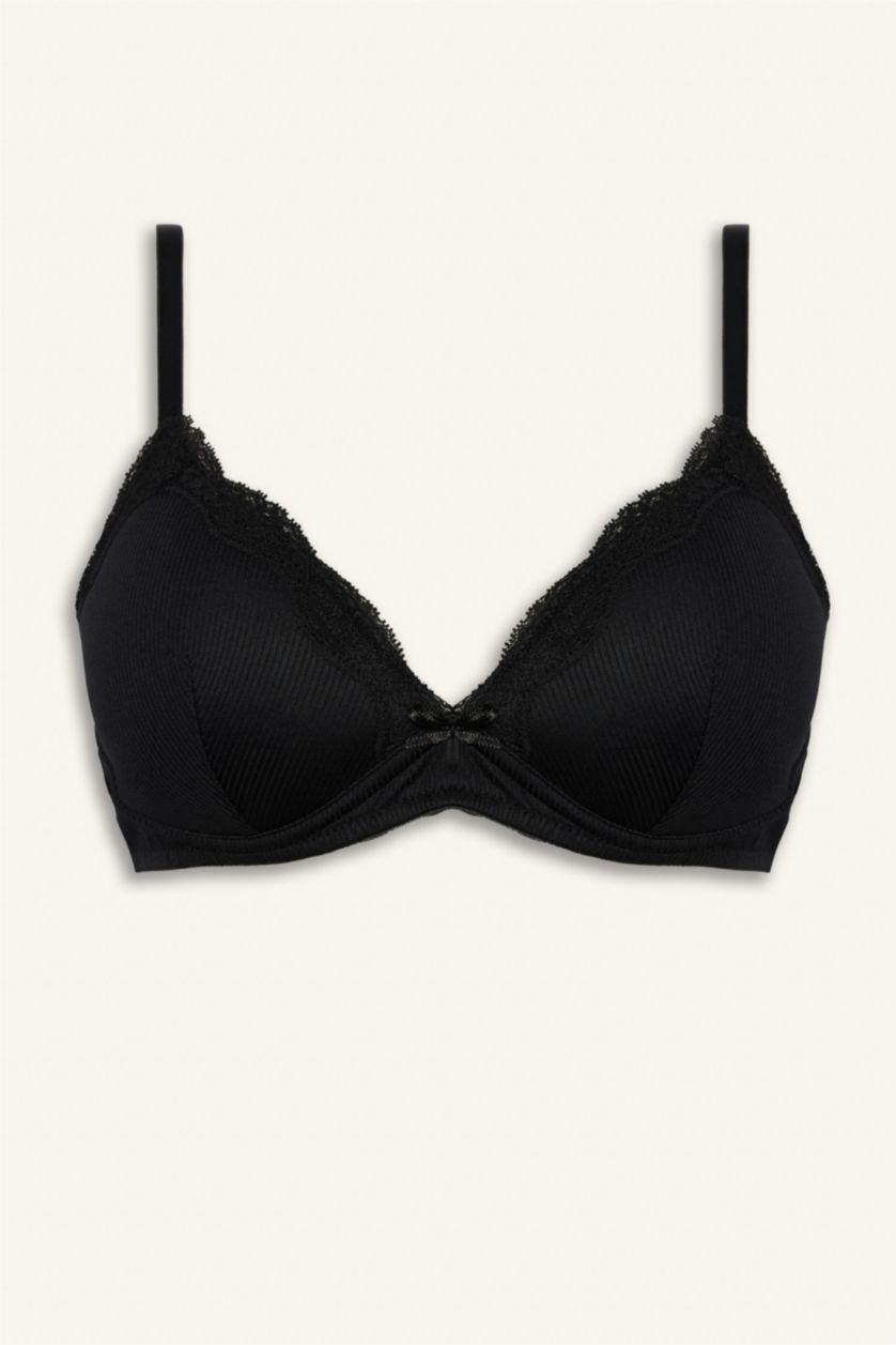 Kadın Siyah Micro Kaplı Dolgusuz Balensiz Bralet