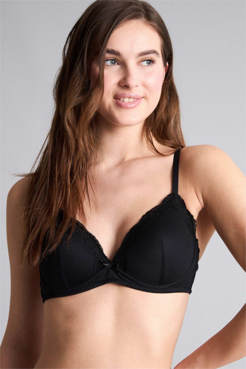 Kadın Siyah Micro Kaplı Dolgusuz Balensiz Bralet