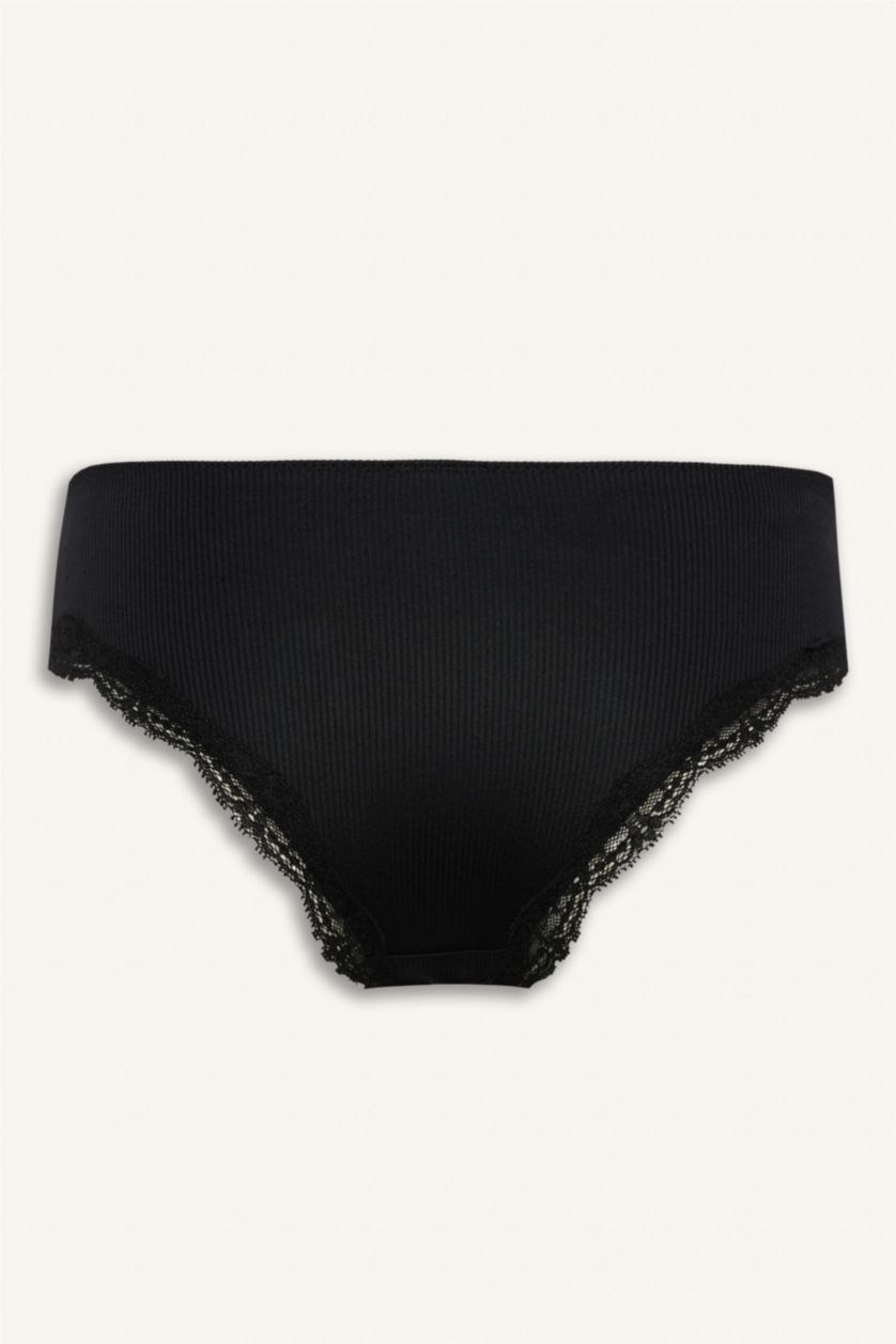 Kadın Siyah Dantel Detaylı Micro Brazilian Külot
