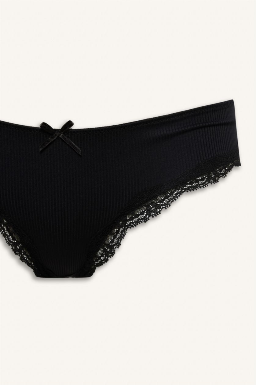 Kadın Siyah Dantel Detaylı Micro Brazilian Külot