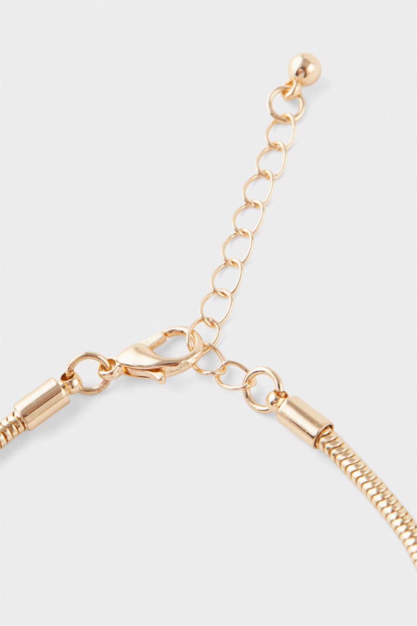 WOMAN Altın Woman 3 Piece Golden Bracelets With Blue Stones