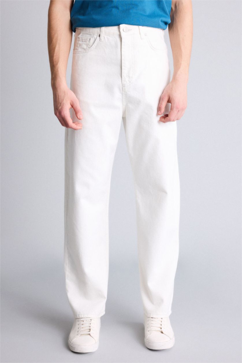 Erkek Kum Baggy Fıt Geniş Paça Jean Pantolon