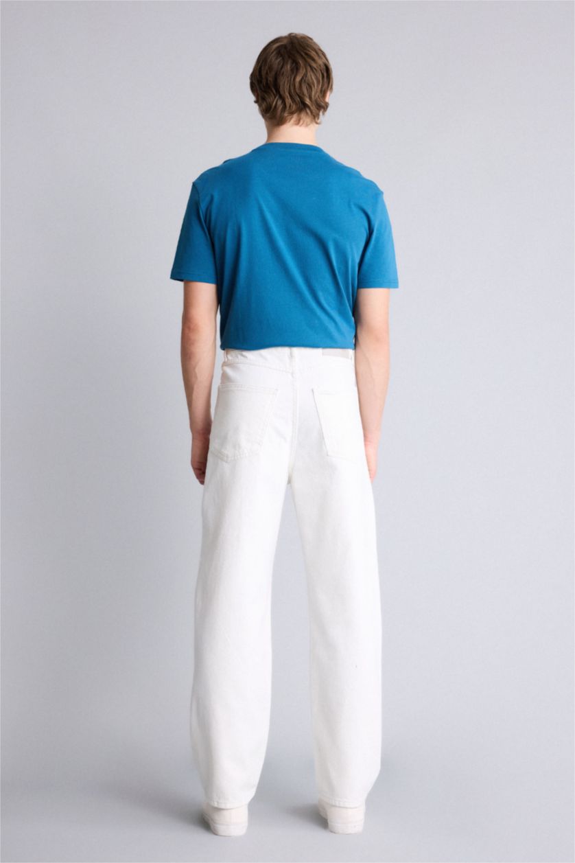 Erkek Kum Baggy Fıt Geniş Paça Jean Pantolon