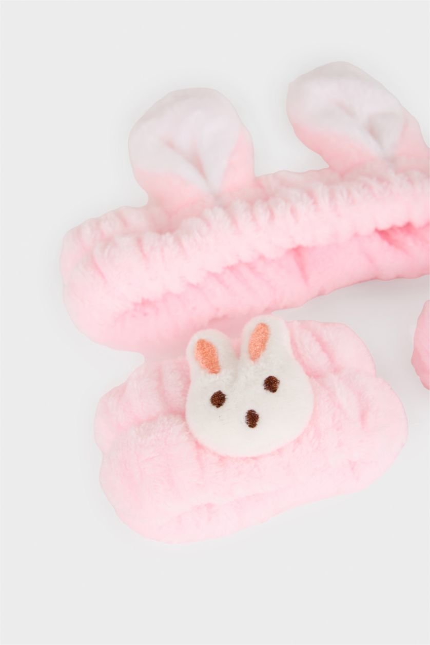 FEMME Rose Clair Kit soin visage Bandeau cheveux et Bracelets absorbants pour femme - 2 pièces