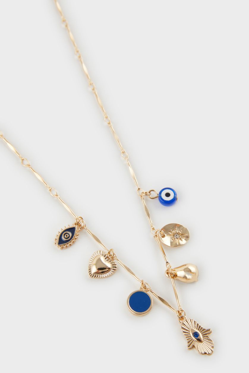 WOMAN Altın Woman Gold Necklace with colored stones