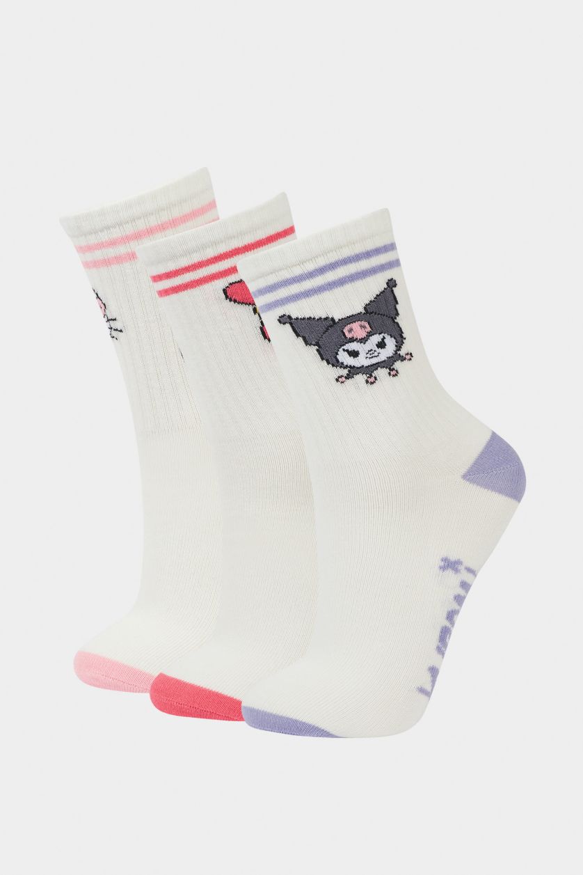 Kız Çocuk - Genç Kız Karma Hello Kitty 3'lü Pamuklu Uzun Çorap Kız Çocuk