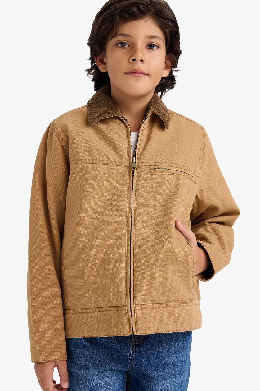 Boys & Teens Camel Boy Polo Collar Puffer Jacket