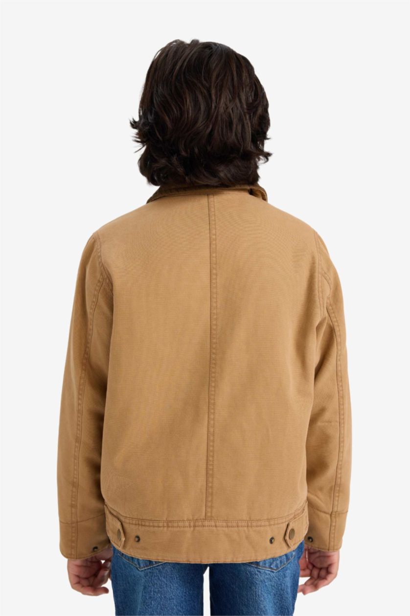 Boys & Teens Camel Boy Polo Collar Puffer Jacket