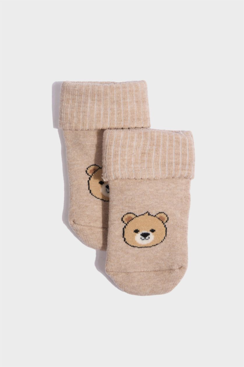 Erkek Bebek Karma Erkek Bebek Kaydırmaz Taban 3'lü Pamuklu Uzun Çorap