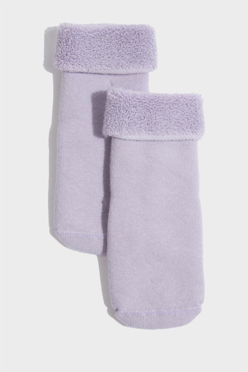 Kız Bebek Karma Kaydırmaz Taban 3'lü Pamuklu Uzun Çorap Kız Bebek