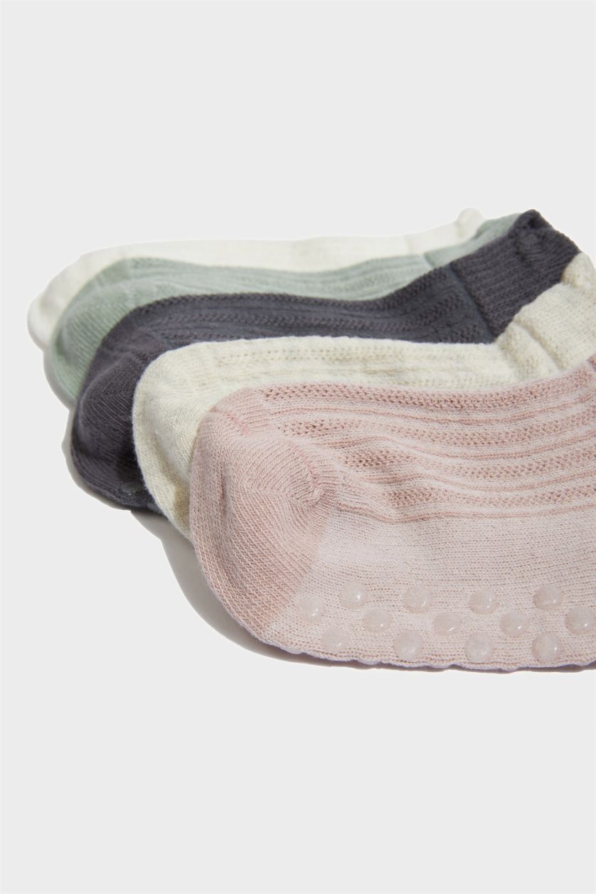 Kız Bebek Karma Kaydırmaz Taban 5'li Pamuklu Patik Çorap Kız Bebek