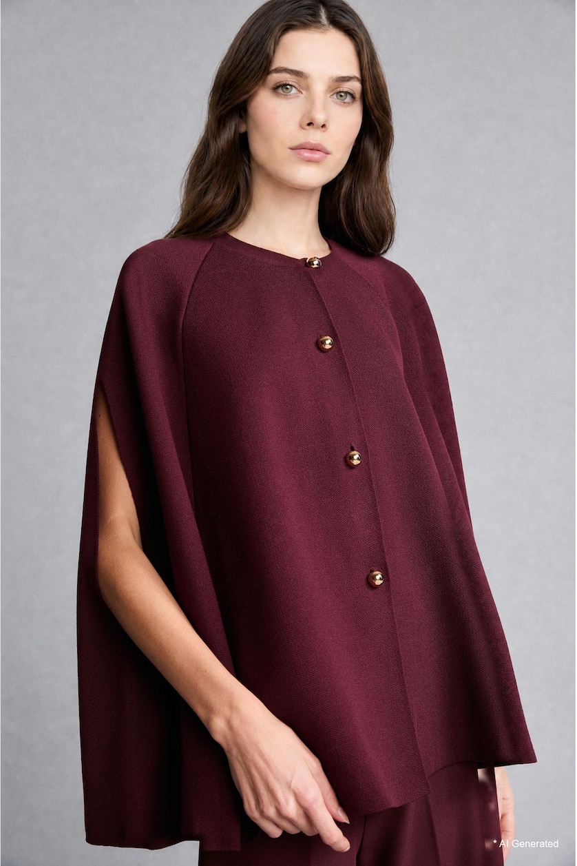 FEMME Bordeaux Foncé Gilet en maille à col rond Coupe décontractée