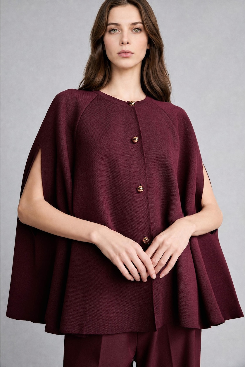 FEMME Bordeaux Foncé Gilet en maille à col rond Coupe décontractée