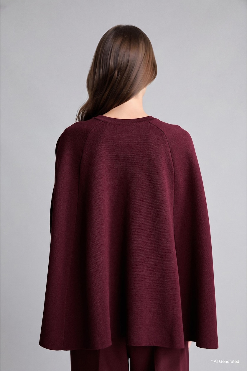 FEMME Bordeaux Foncé Gilet en maille à col rond Coupe décontractée