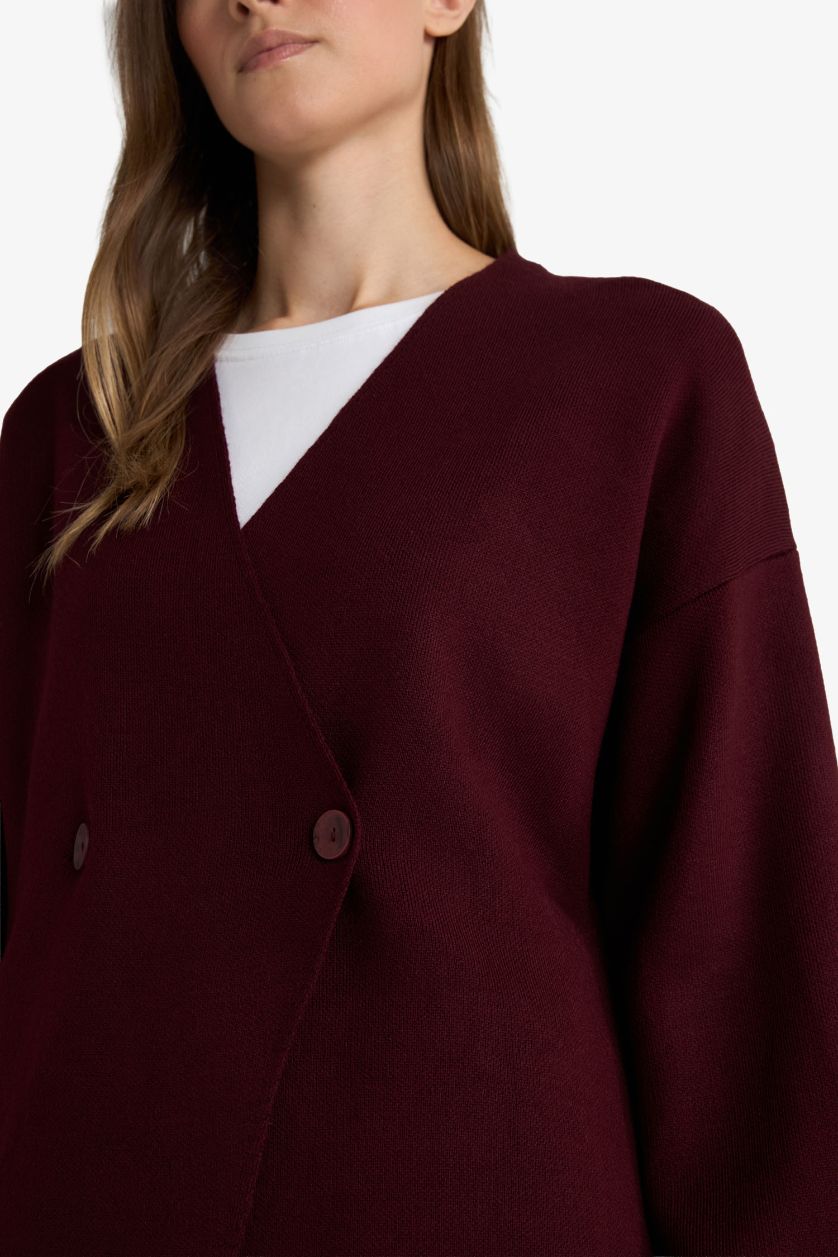 نساء خمري جاكيت تريكو بياخة V