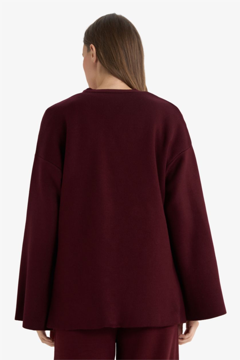 نساء خمري جاكيت تريكو بياخة V