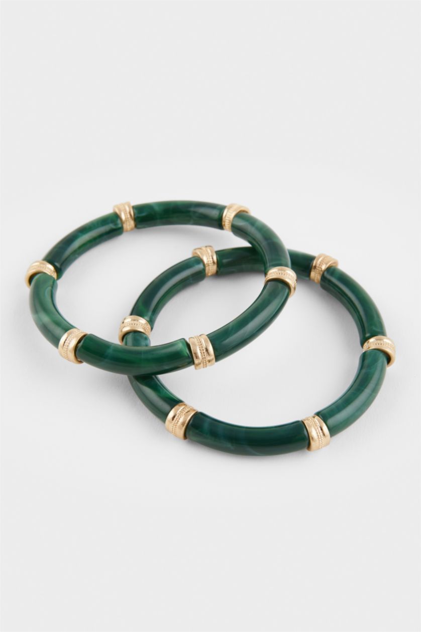 Kadın Yeşil Kadın 2'li Yeşil Taşlı Bilezik