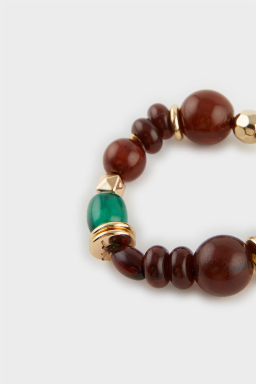 Kadın Karma Kadın Kahverengi Taşlı Gold Bileklik