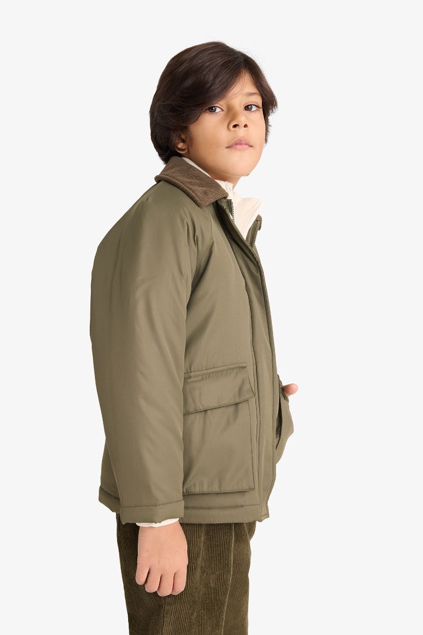 BOYS & TEENS Khaki Boy Waterproof Zippered Puffer Jacket
