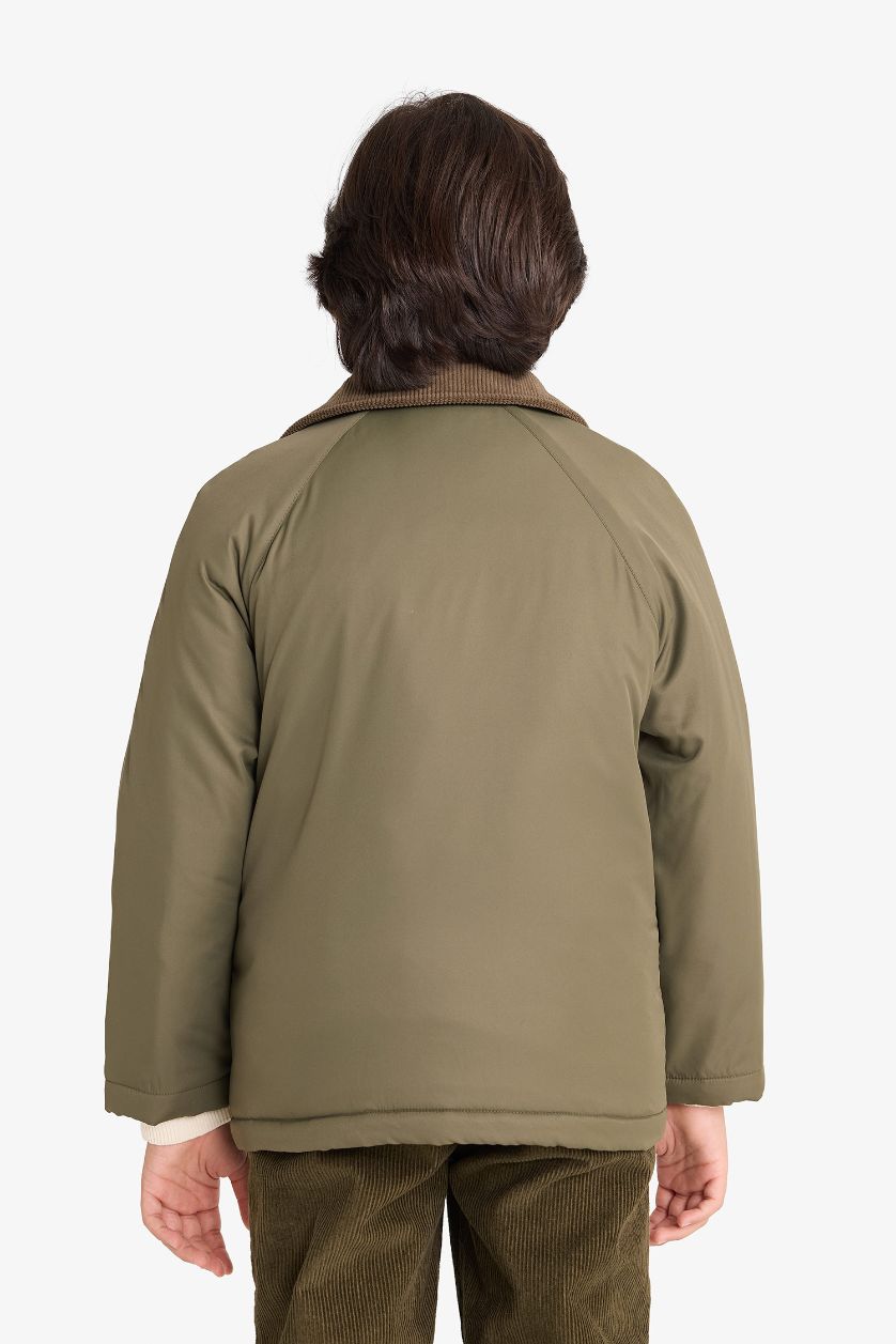 BOYS & TEENS Khaki Boy Waterproof Zippered Puffer Jacket