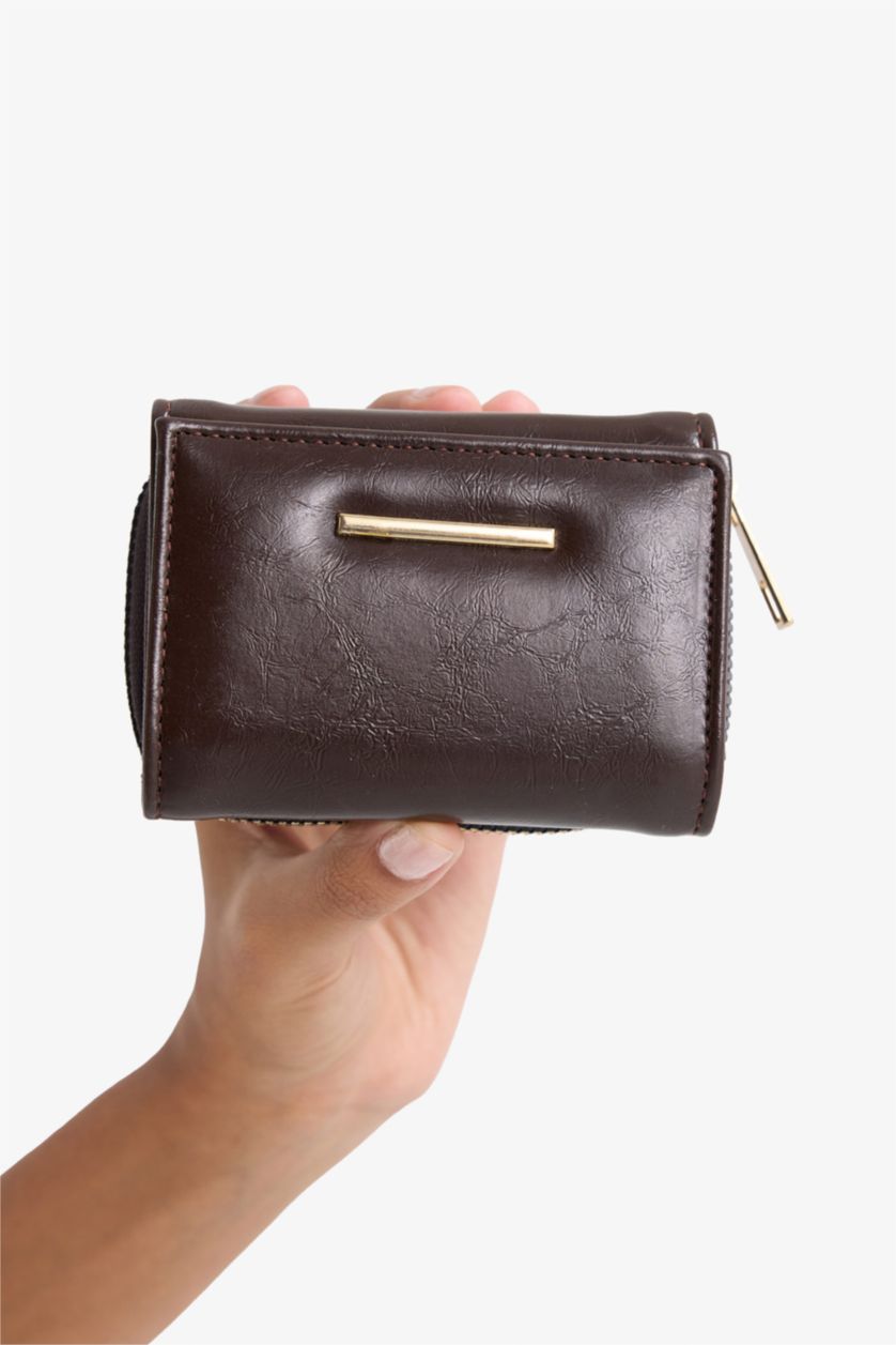 Women Dark Brown Woman Faux Leather Wallets