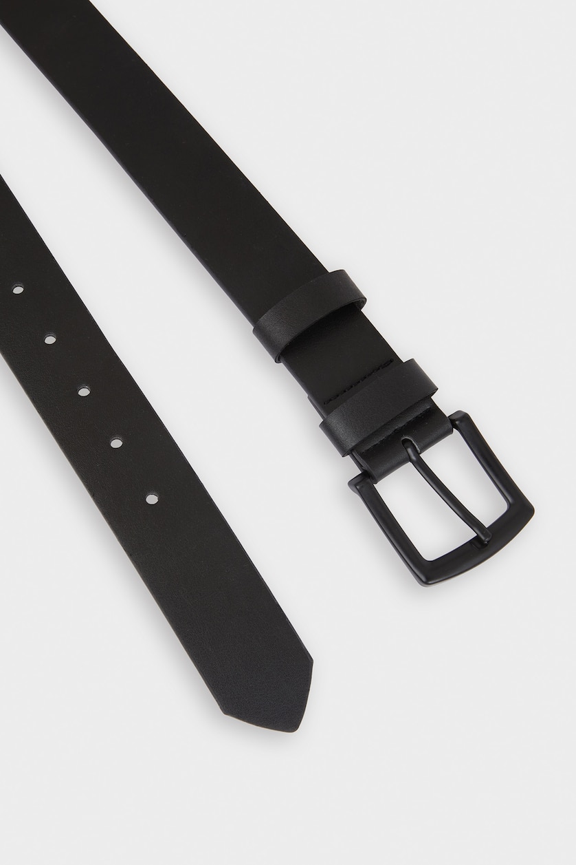 MAN Black Man Rectangular Buckle Faux Leather Casual Belt