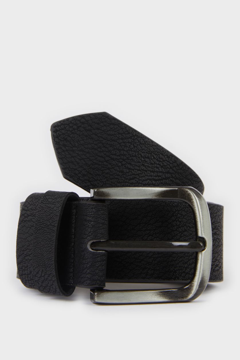 Erkek Siyah Erkek Dikdörtgen Toka Suni Deri Günlük Kemer