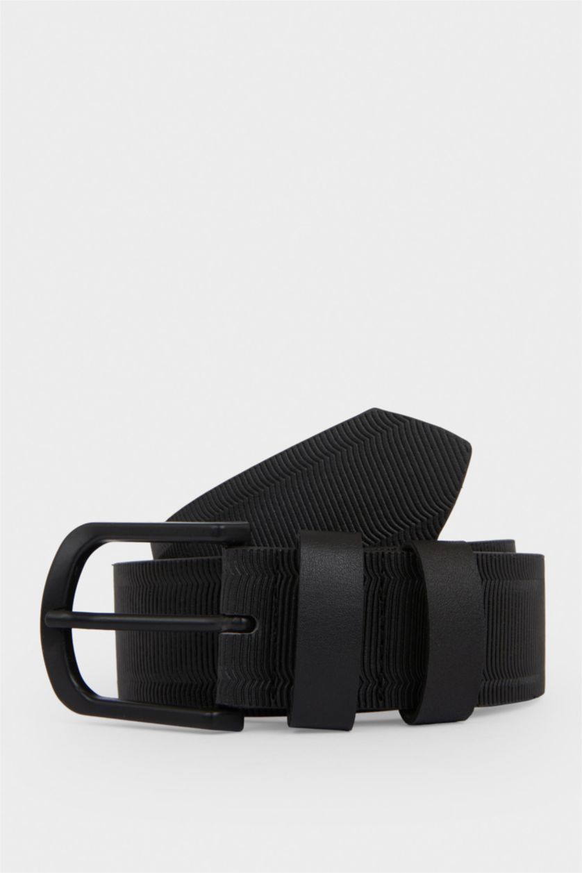 Erkek Siyah Erkek Dikdörtgen Toka Suni Deri Günlük Kemer