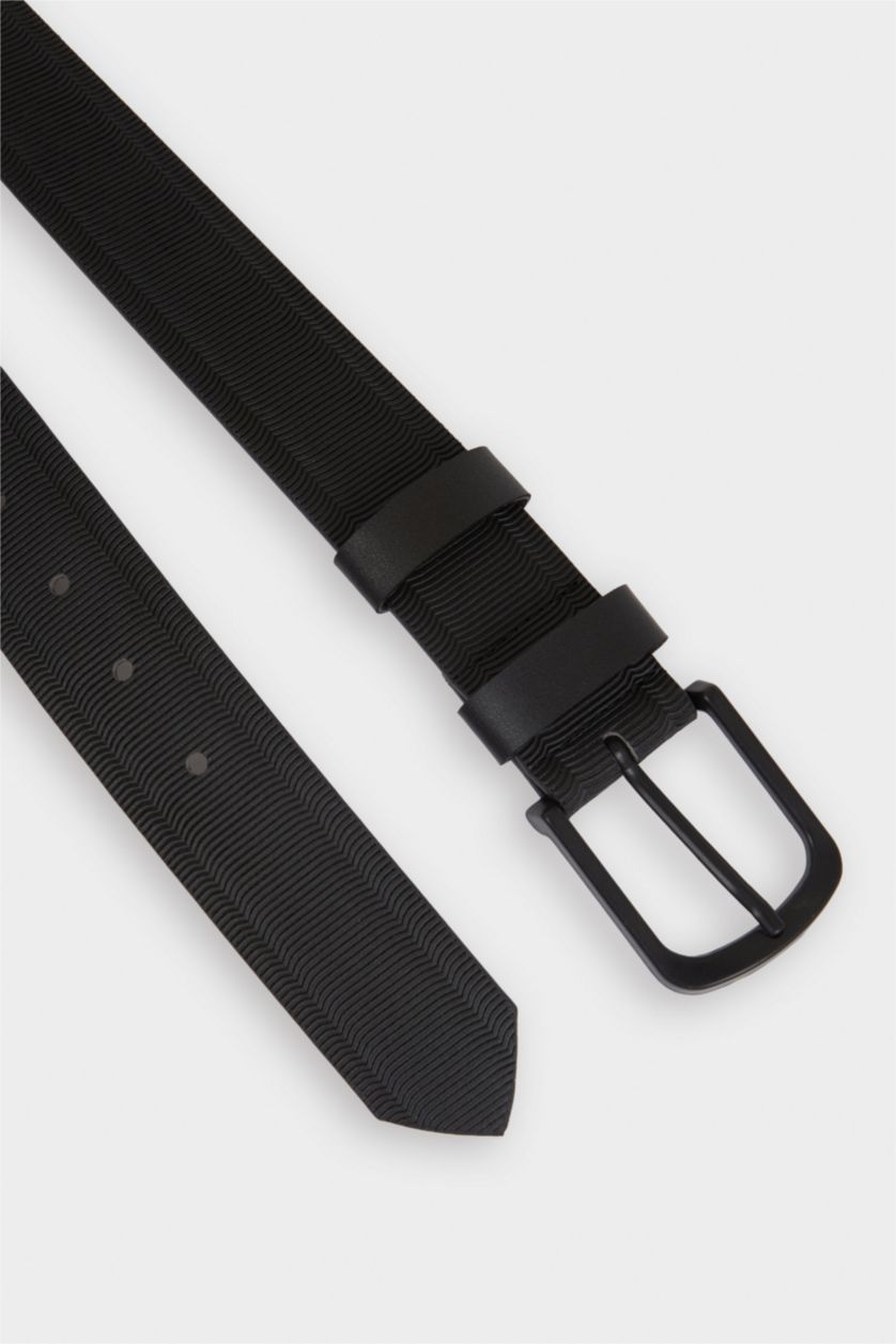 Erkek Siyah Erkek Dikdörtgen Toka Suni Deri Günlük Kemer