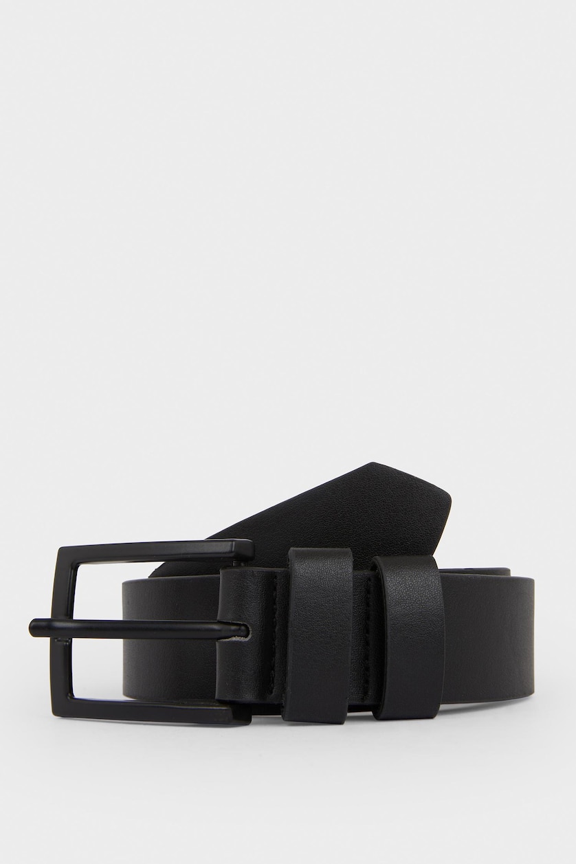 Man Black Man Faux Leather Casual Belt