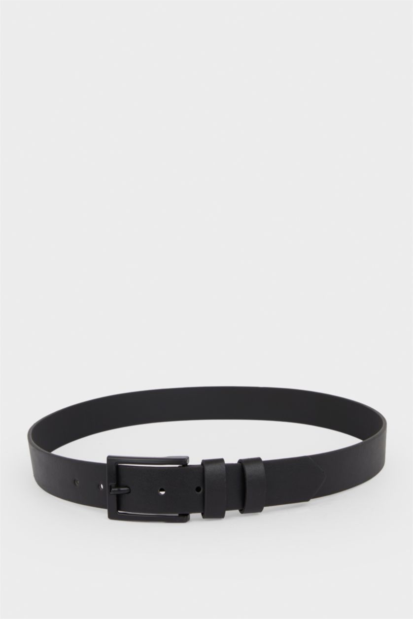 Erkek Siyah Erkek Dikdörtgen Toka Suni Deri Günlük Kemer