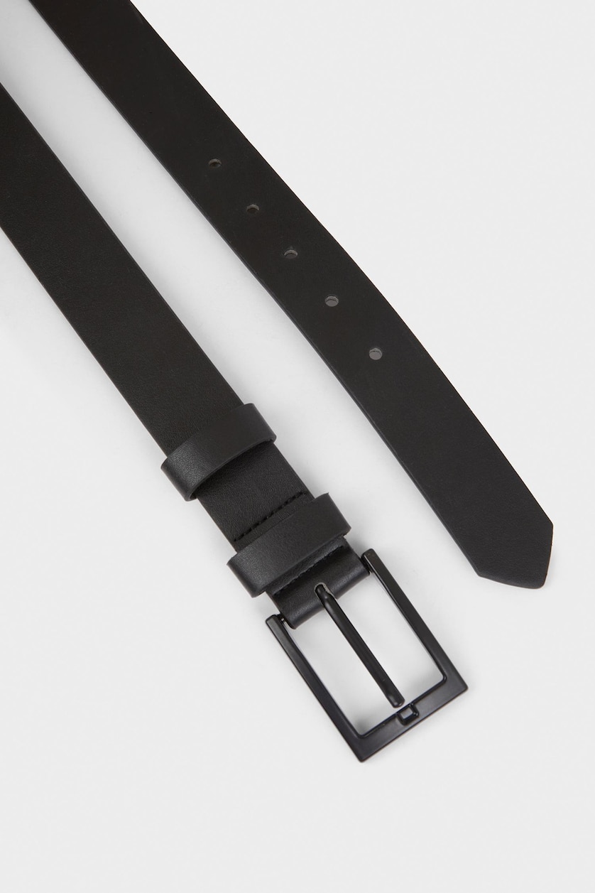 Man Black Man Faux Leather Casual Belt