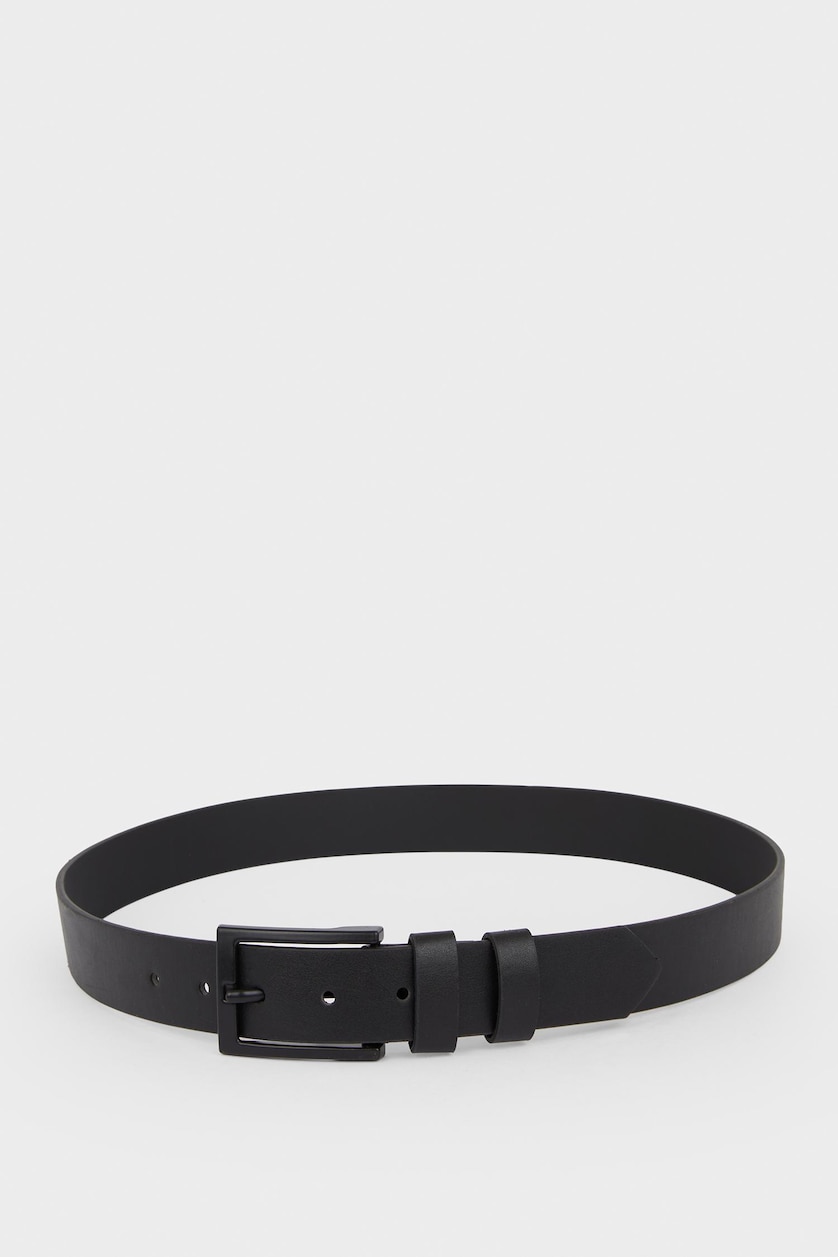 Man Black Man Faux Leather Casual Belt