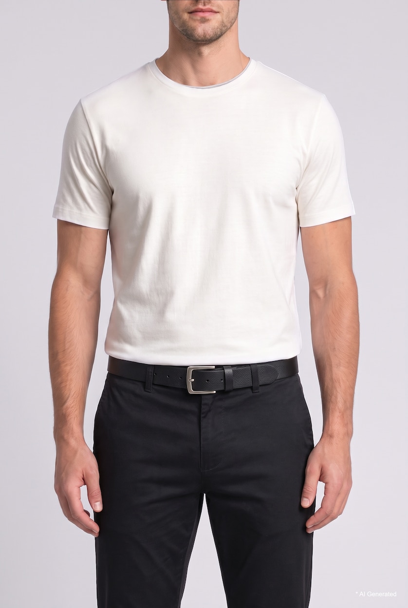 Man Black Man Rectangle Clasp Faux Leather