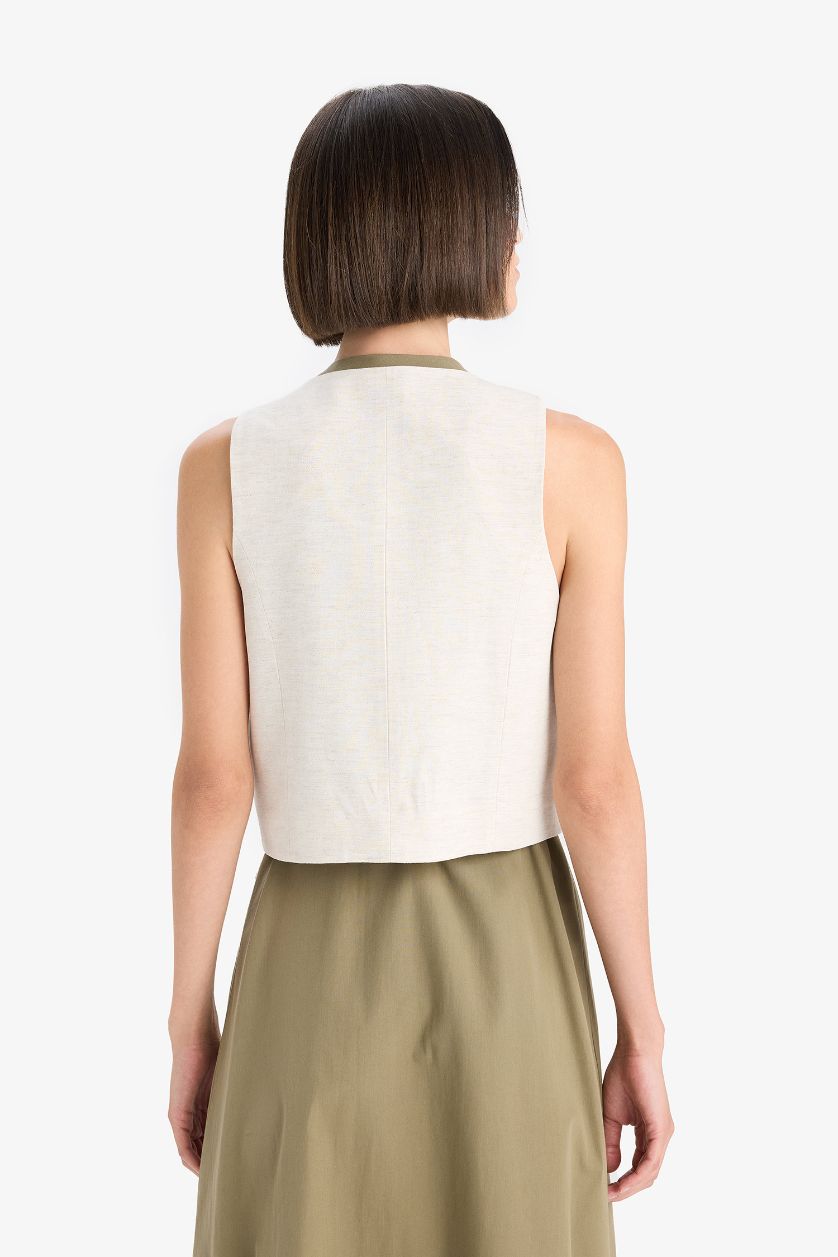 نساء اللون الرملي فيست سليم فيت برقبة مستديرة