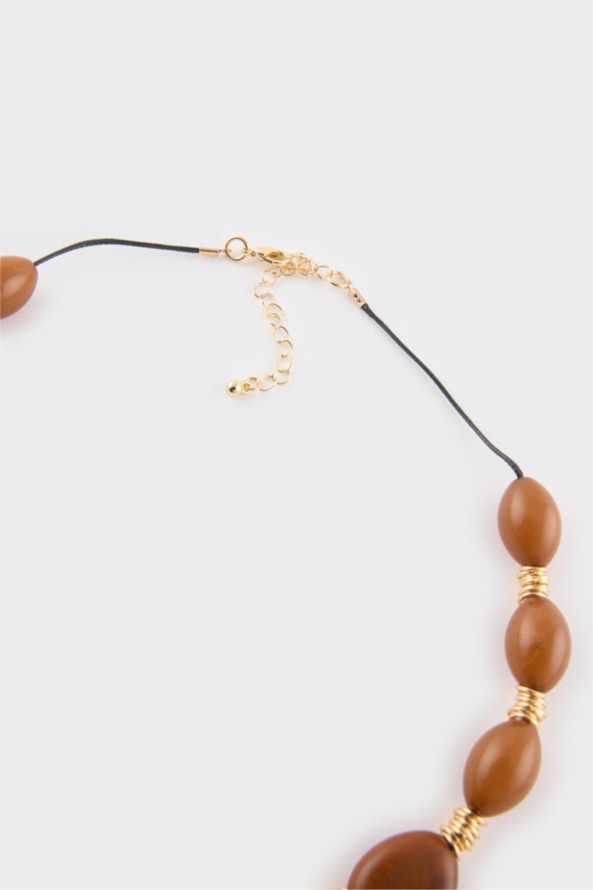 Kadın Karma Kadın Kahverengi Taşlı Gold Kolye