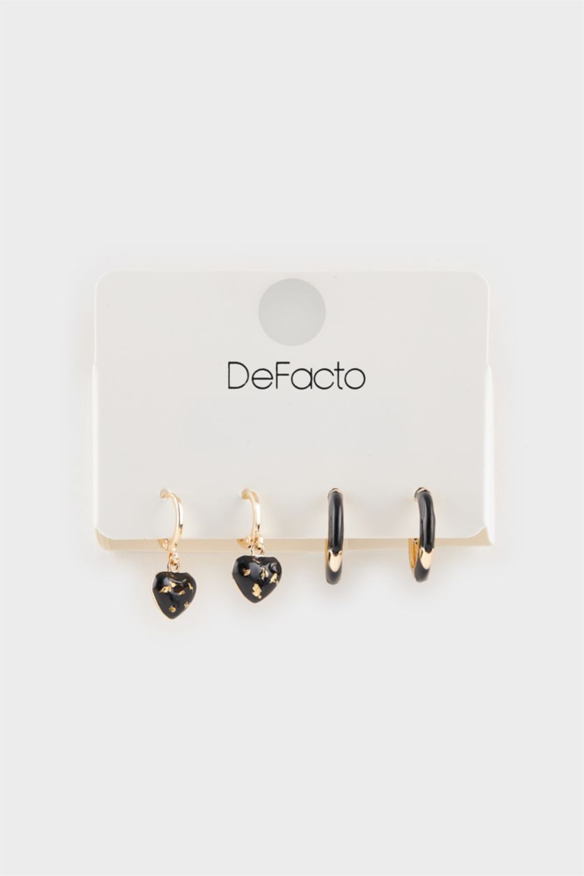 Kadın Altın Kadın 2'li Kalpli Küpe