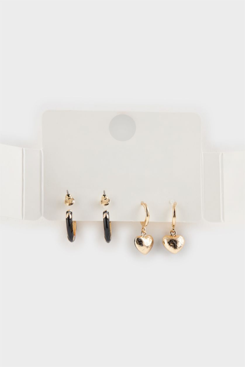 Kadın Altın Kadın 2'li Kalpli Küpe