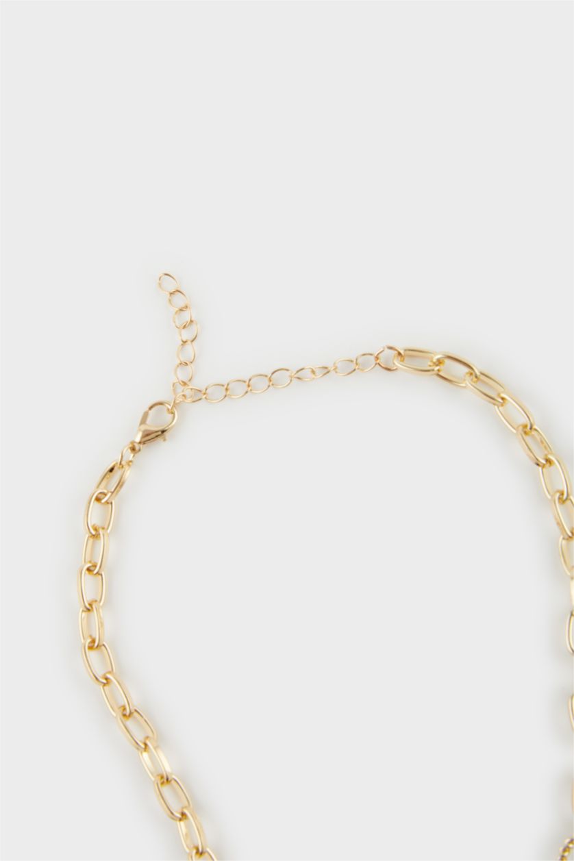 Kadın Karma Kadın Kahverengi Taşlı Gold Kolye