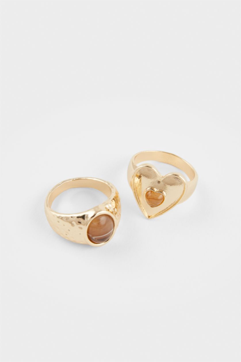 FEMME Karma Lot de 4 Bagues dorées pour femme