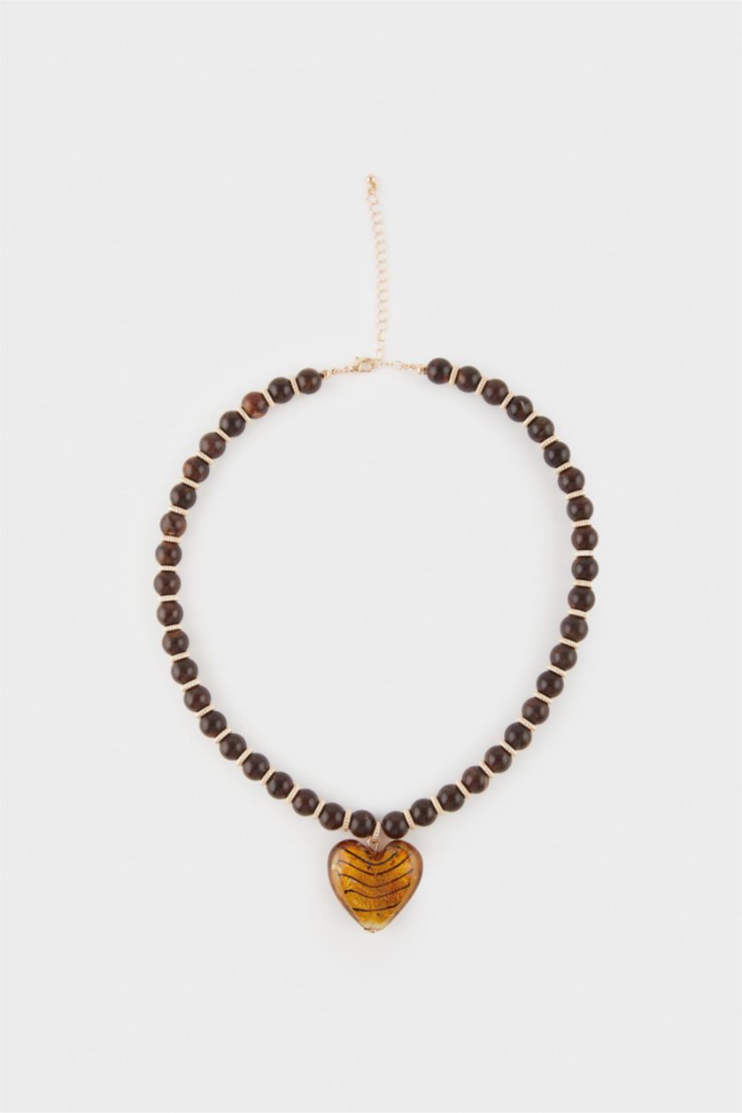 Kadın Mocha Kadın Kalp Detaylı Kolye