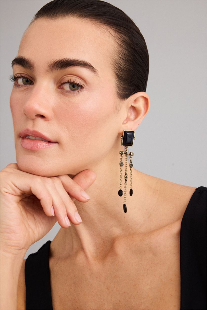 Kadın Mocha Kadın Siyah Sallantılı Küpe