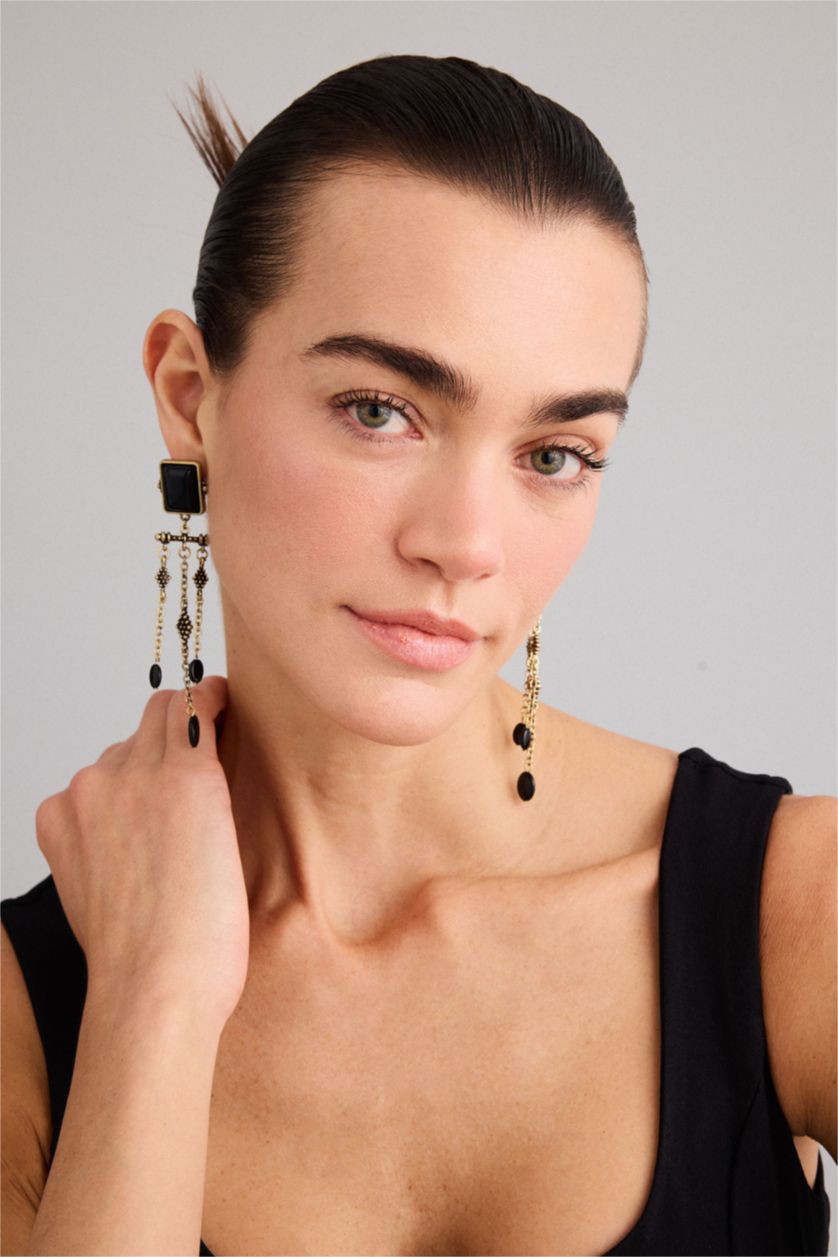 Kadın Mocha Kadın Siyah Sallantılı Küpe